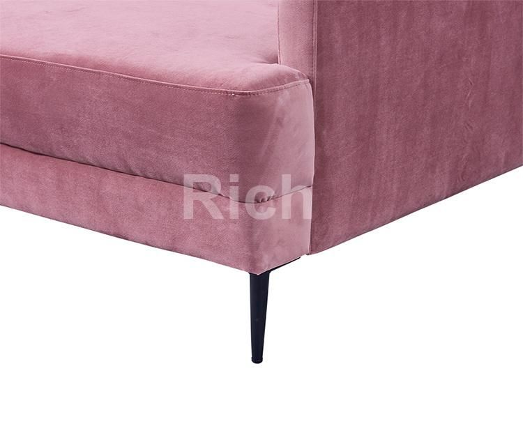 Pink Fabric Living Room Furniture Sofa Velvet Modular Corner Couch