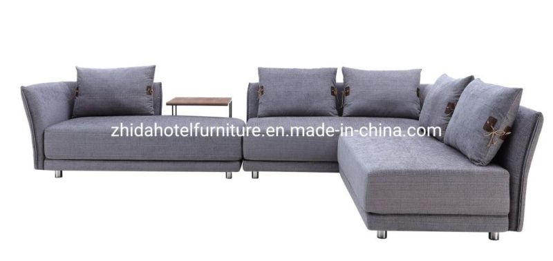 L Shape Sectional Modern Fabric Leather Home Furniture Wooden Sofa