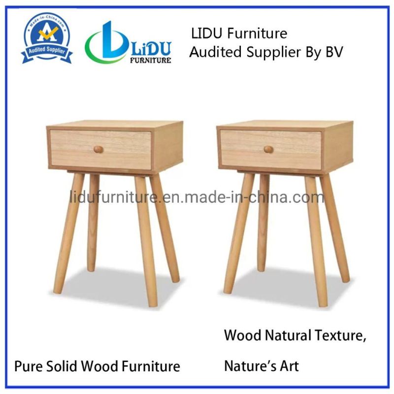 Bedside Table with Two Drawer Wooden Bedside Nightstand Side Table