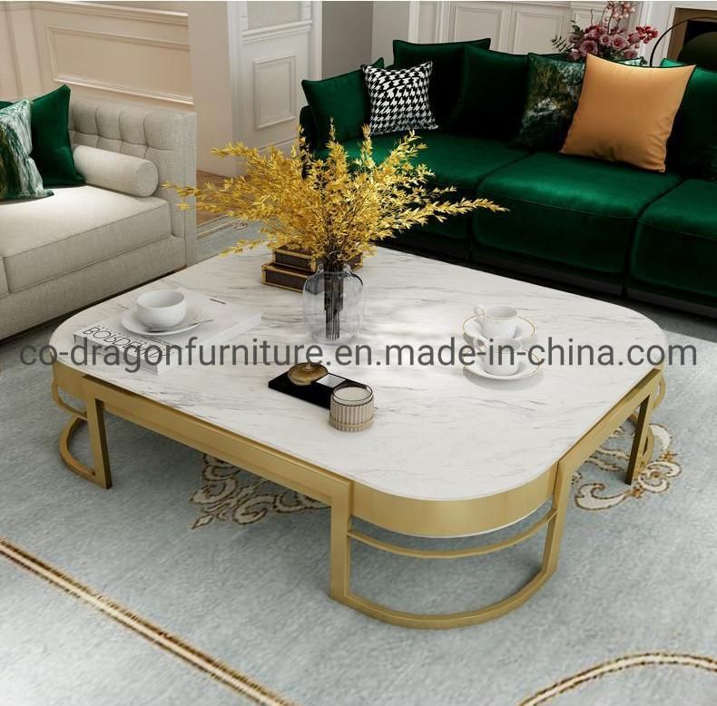 Stainless Steel Coffee Table with Marble Top for Modern Furniture