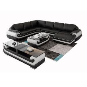 Kk Casa Hot Fashion New Design Black Leather Sofa Sectional