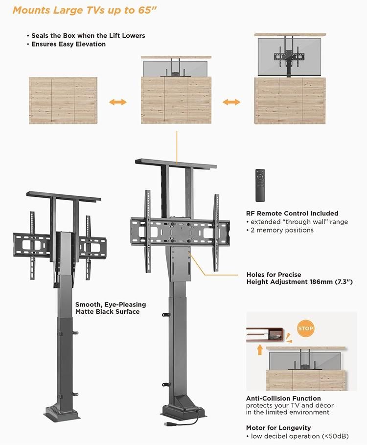 Living Room Furniture Compact Hidden Aluminum Mechanism Stand Electric TV Mount Motorized TV Lift