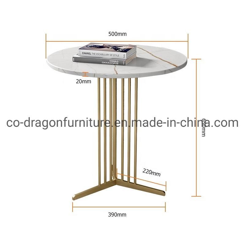 Modern Home Furniture Gold Steel Coffee Table with Marble Top