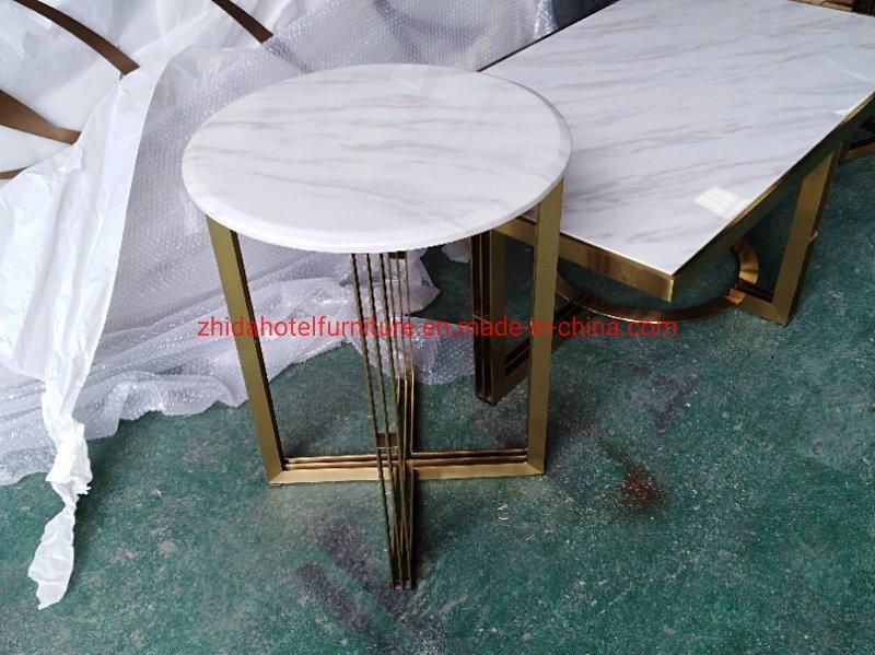 Customized Made Black Marble Coffee Table White and Black Marble Top Gold Coffee Table