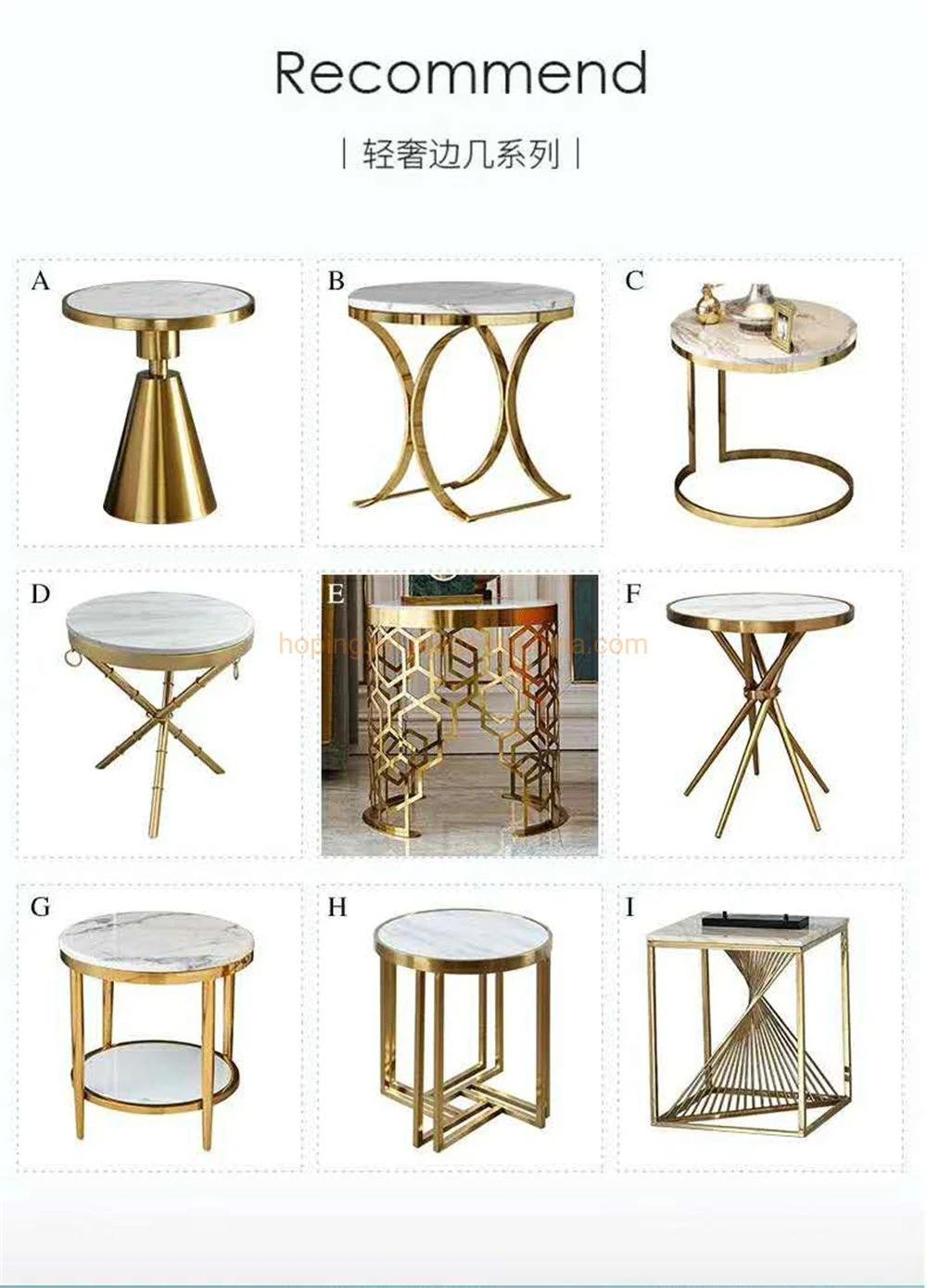 Column Table Modern Gold Stainless Steel Leg Tempered Glass Top Luxury Coffee Tea Table