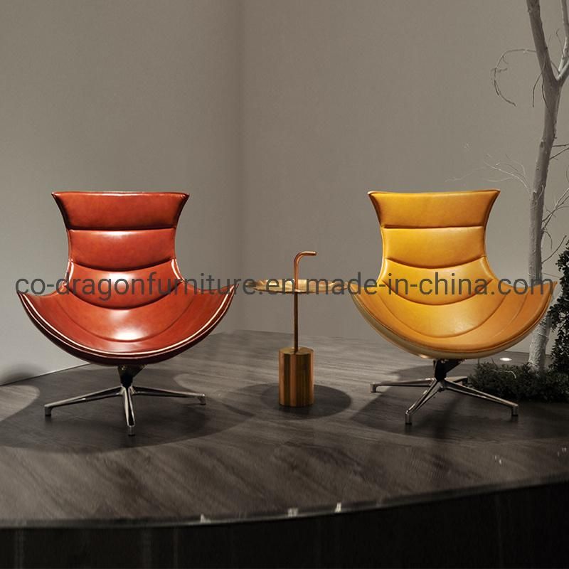 Modern Snail Chair Metal Legs Leather Chaise Lounge Chair Sets