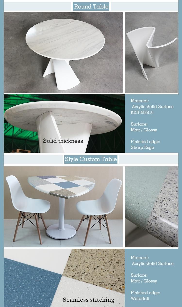 Round Shape Artificial Stone Corian Coffee Tables for Coffee Shops