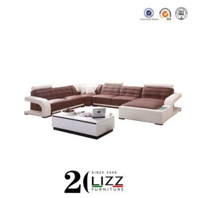 Living Room Furniture Leather Sectional Sofa Set for Home