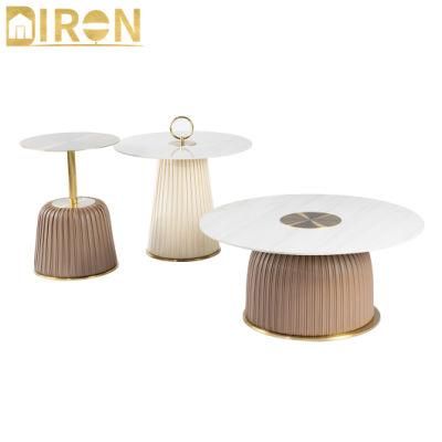 New Design Stainless Steel Frame Marble Glass Side Tables for Living Room