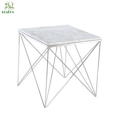 Square Marble Top Dining Table with Stainless Steel Legs