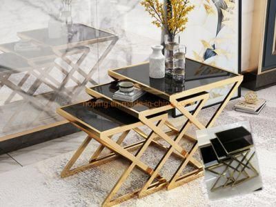 High-Quality Leisure Home Furniture Colorful Best Sell Stainless Steel Base Square Coffee Table