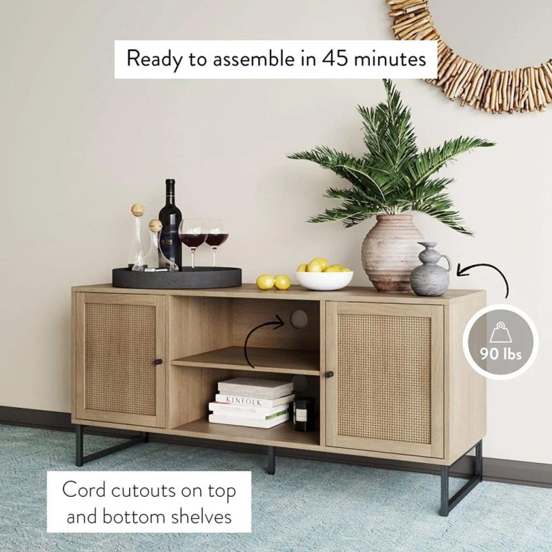 Modern TV Stand Entertainment Cabinet Console with Storage Doors for Living Media Room