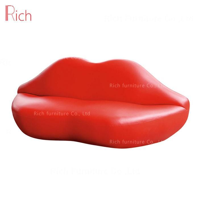 Unique Home Furniture Hot Sex Design Bocca Lounge Couch Living Room Leisure Fabric Red Genuine Leather Lip Sofa Event Hotel Couch