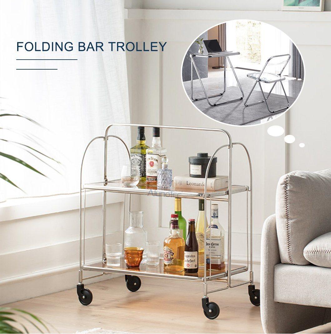 Best Price Tempered Glass Folding Tea Trolley Cart