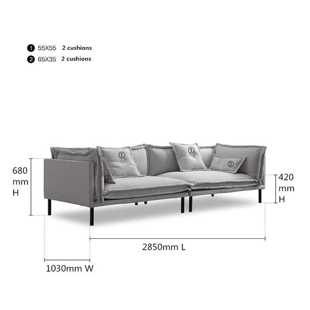 Light and Luxury Design 3 Seater Fabric Sectional Sofa Bed for Home Living Room Furniture