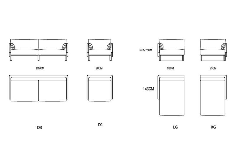 Hotel Apartment Villa Home Furniture Modern Living Room Metal Leg L Shape Corner Sectional Fabric Sofa