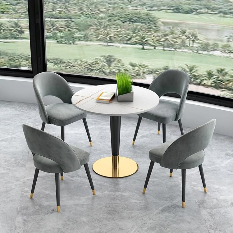 Space Chair Western Restaurant Coffee Shop Chair Grey Velvet Hollow Back Light Luxury Dining Chair Metal