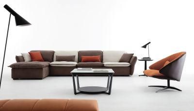 Modern Wholesales Market Chaise Sofa Fabric Living Room L-Shaped Sectional Sofas with Solid Wood Legs