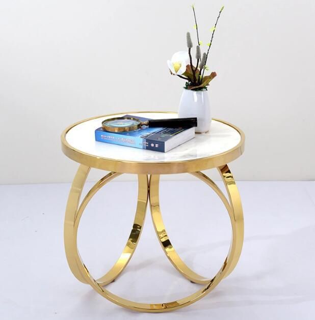 Metal Round Marble Top Coffee Table