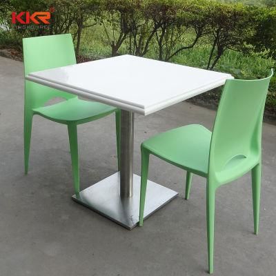 Kkr Custmozied Coffee Restaurant Table Acrylic Solid Surface Table Tops Quartz Stone Top Dining Table