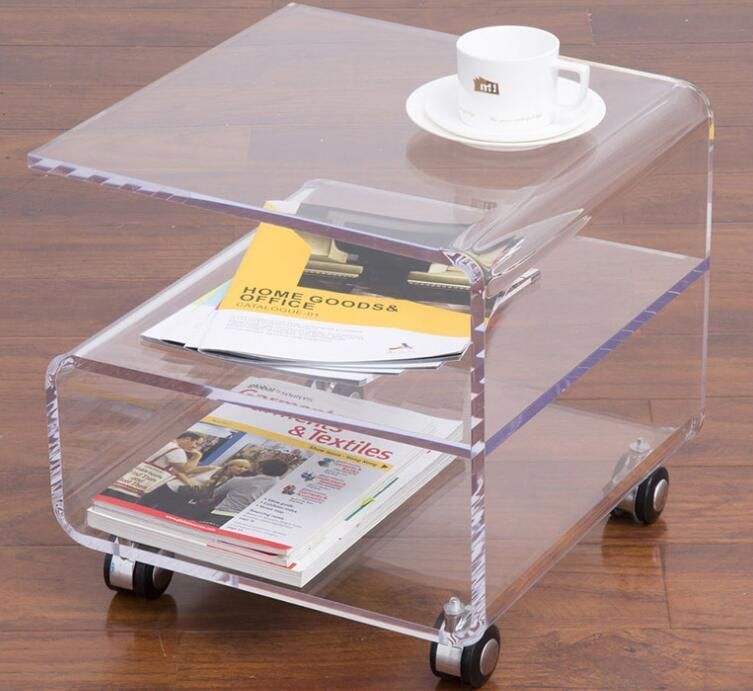 Wholesale Custom Clear Modern Acrylic Side End Accent Coffee Table for Small Space Living Room