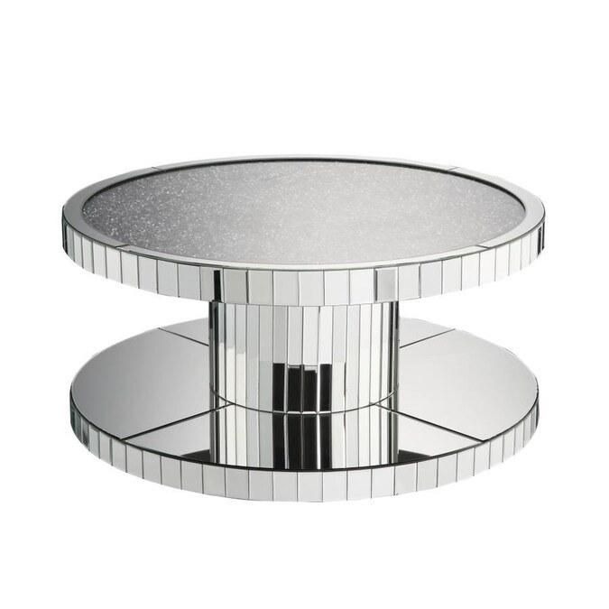 Crushed Diamond Vintage Furniture Wood Mirrored Glass Center Coffee Table Silver Table for Living Room and Hotel