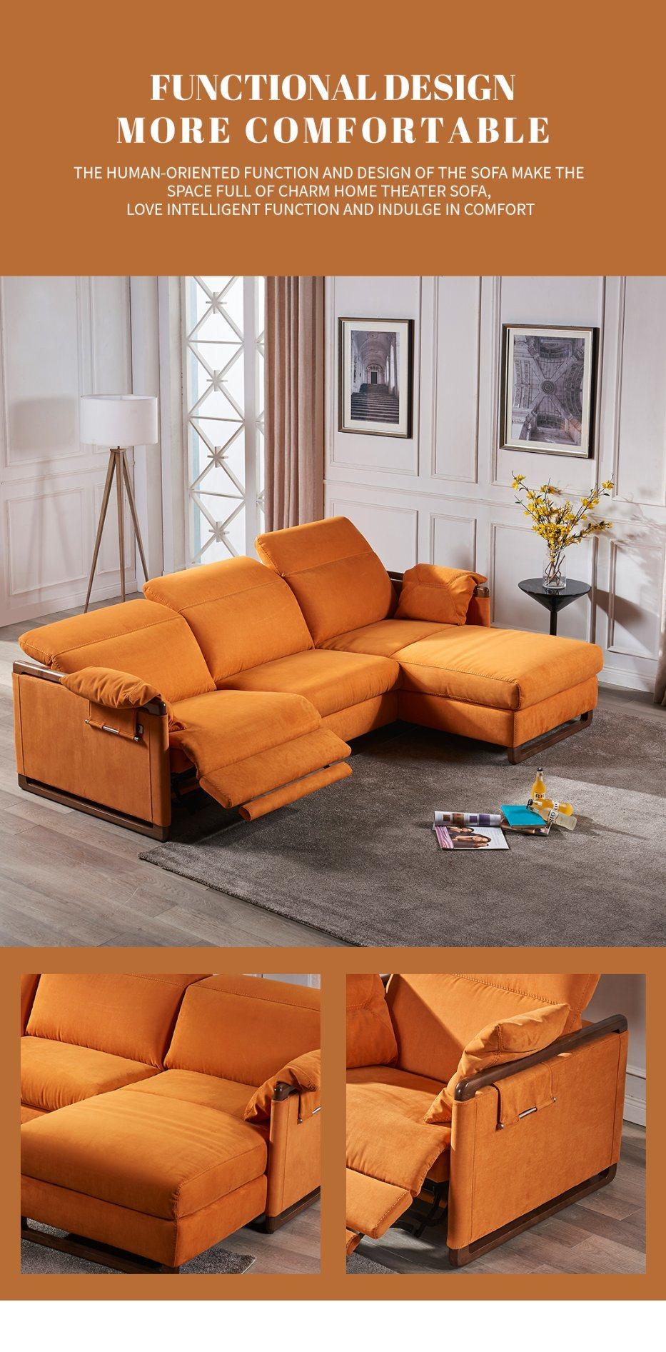 Electric Fabrric Sofa Combination Modern Contracted Italian Style Multifunctional Size Living Room Lazy Corner Sofa