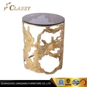 Glass Top Dissolved Form Golden Stainless Steel Coffee Side Table