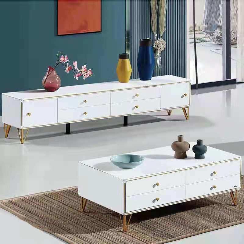 Luxury Paint High Gloss TV Cabinet and Coffee Table Bucket Cabinet TV Stand