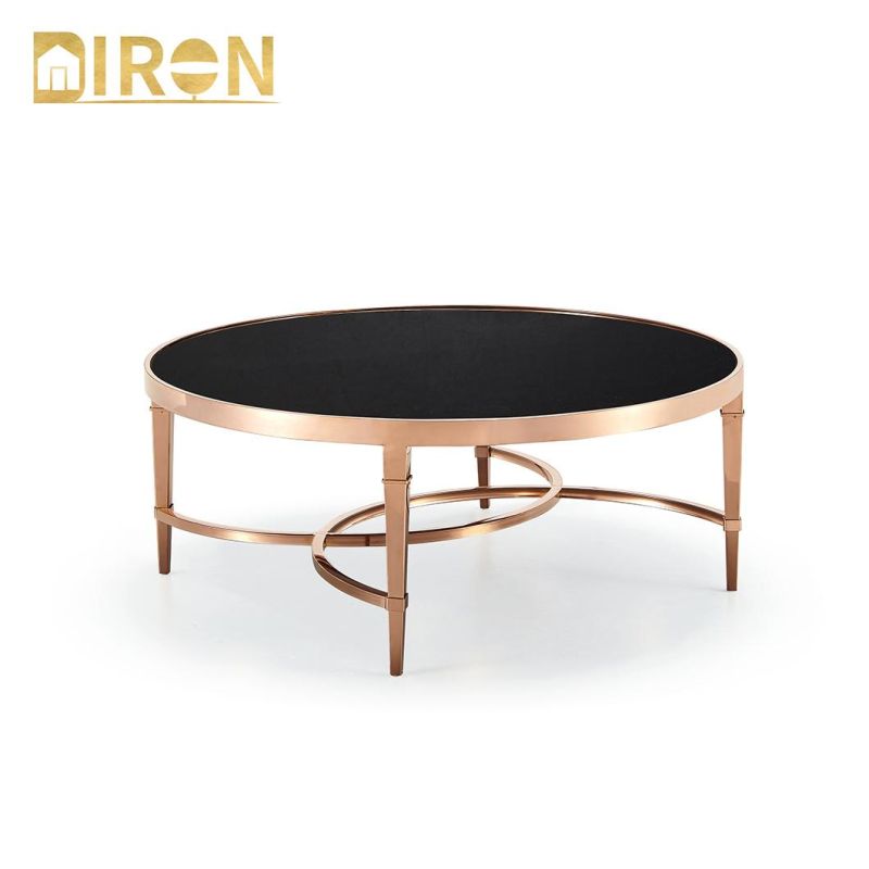 China Wholesale Home Living Room Furniture Modern Rose Gold Stainless Steel Coffee Table