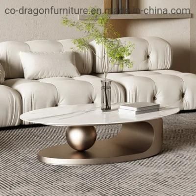 Fashion Home Furniture Gold Steel Coffee Table with marble Top