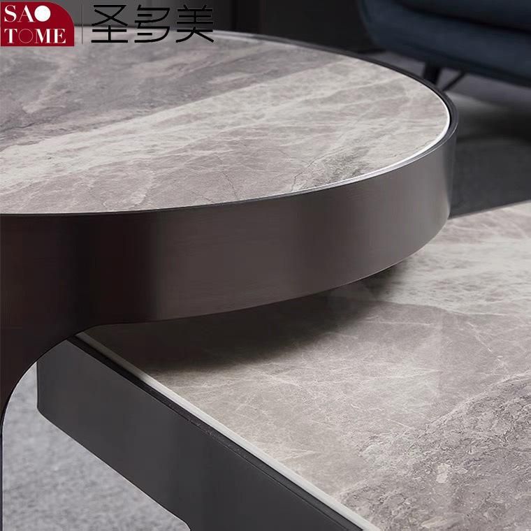 Modern Popular Living Room Furniture Two Sizes of Stainless Steel Gray Titanium Tea Table