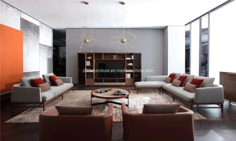 Hotel Living Room Furniture Modern Fabric Wooden Base Sofa for Hotel Lobby