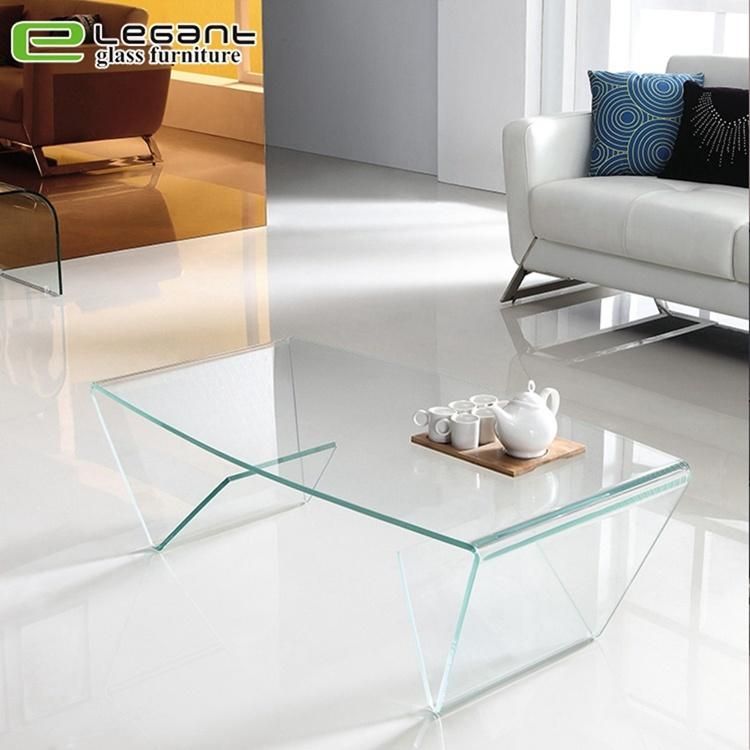 Modern Style Bent Black Not Tempered Glass Center Table