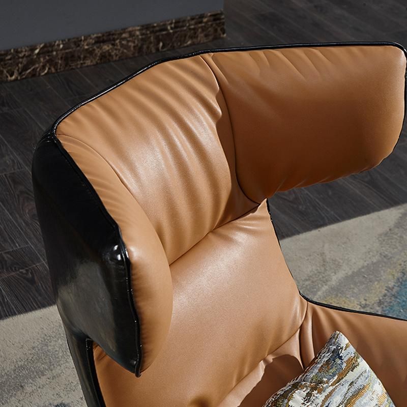 Home Furniture High Back Leather Metal Legs Swivel Leisure Chair