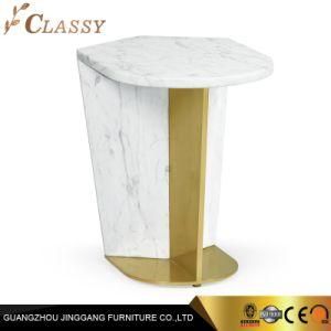 Luxury Modern Marble Side Table with Brass Stainless Steel Base