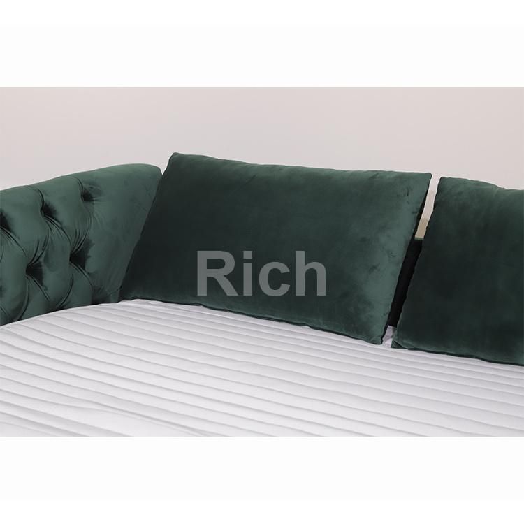 Green Velvet Fabric Sleeper Bed Living Room Airbnb Apartment Sofa Sleeping Bed