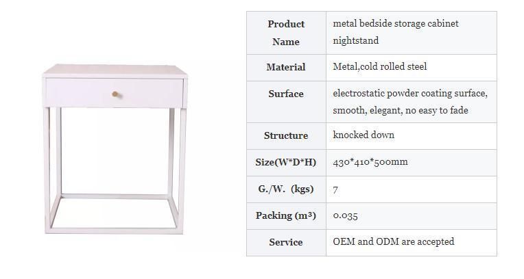 Metal Teapoy Bedroom Nightstand with Drawer Bedside Table Stand Design