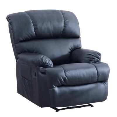 Luxury Style Black Leather Comfortable Upholstery Living Room Single Sofa Recliner