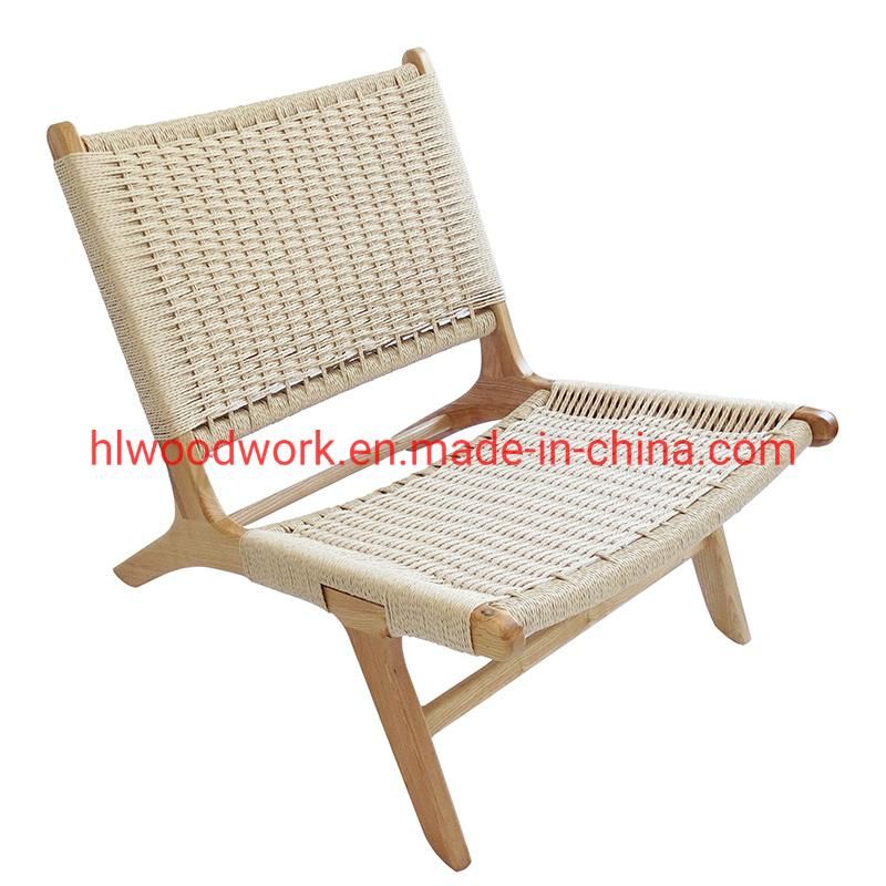 Saddle Chair Ash Wood Frame Natural Color with Woven Rope Without Arm Dining Chair