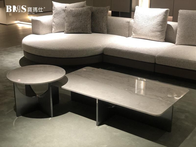 Popular European Design Living Room Rectangle Light Grey Marble Coffee Table