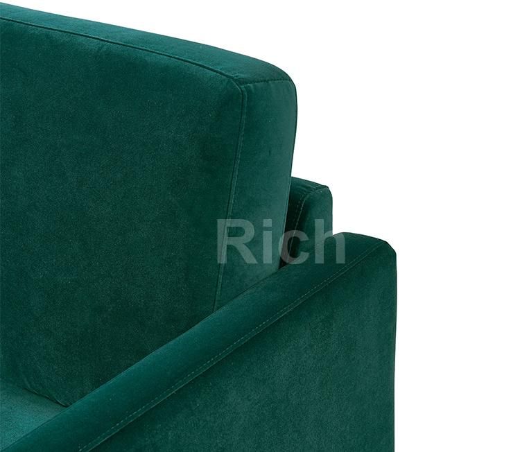 L Shaped Green Fabric Living Room Furniture Corner Sofa Set