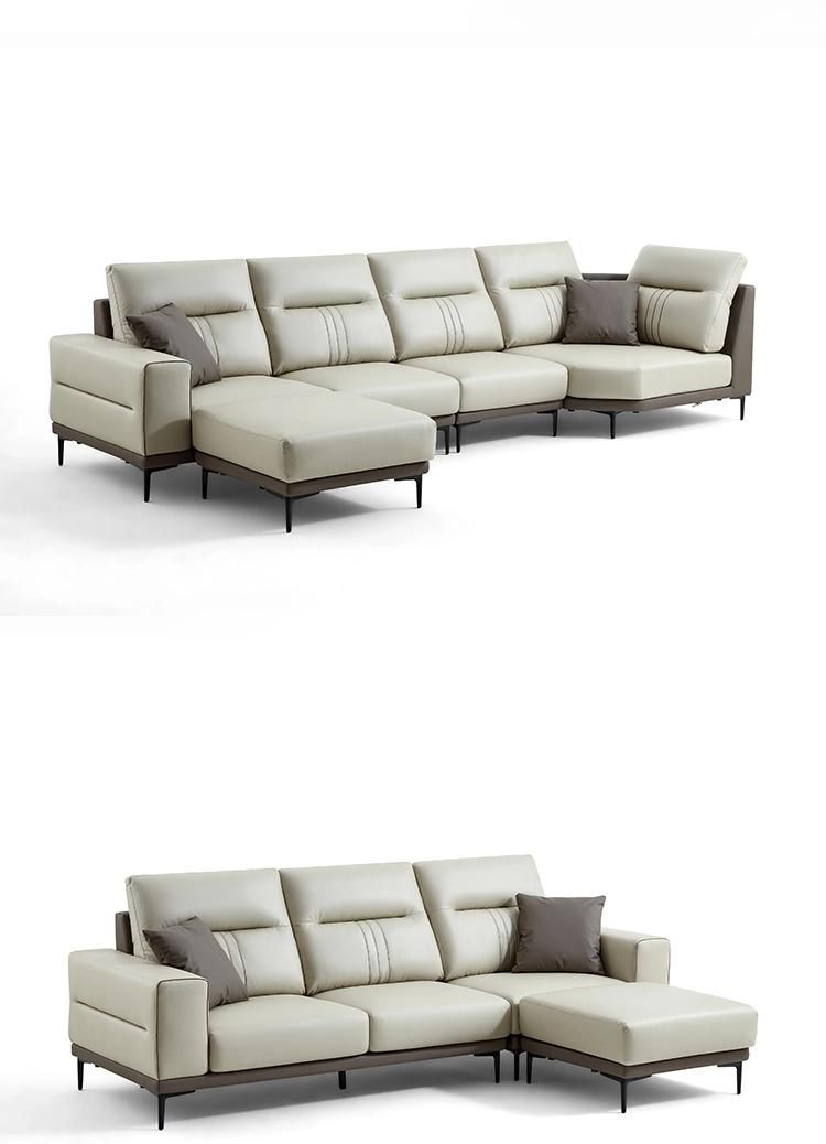 High Quality New U-Shaped Sofas Furniture Modern Fabric Genuine Leather Sofa Set Tbs061