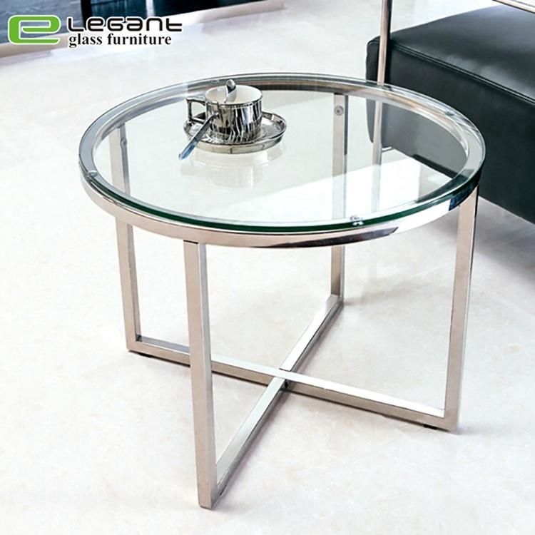 Golden Stainless Steel Side Table with Somked Glass Top