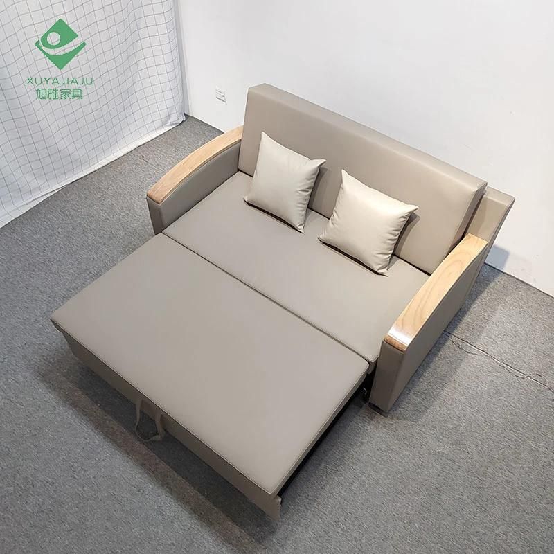 Modern Wooden Folding Chair Sleeper Doulbe Seat Sofa Bed Living Room Multi-Function Divan