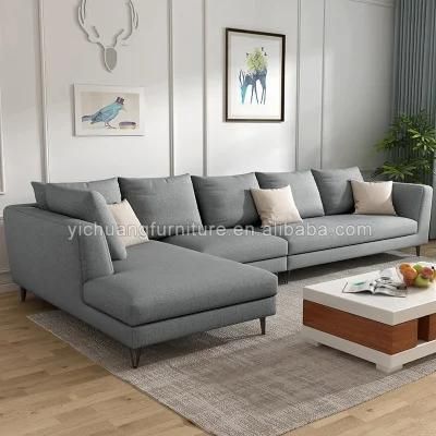 Home Furniture Modern Sofa Linen Fabric Gray Couch Living Room Furniture