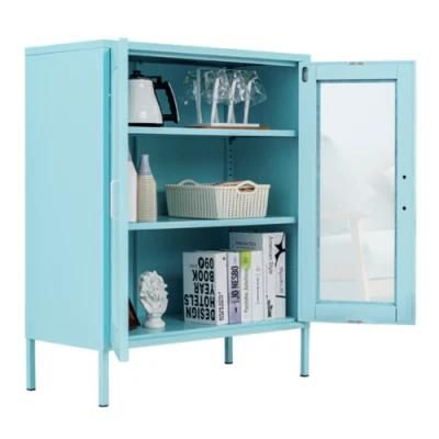 Blue Multi-Function Metal Steel Storage Cabinet with Mesh Door