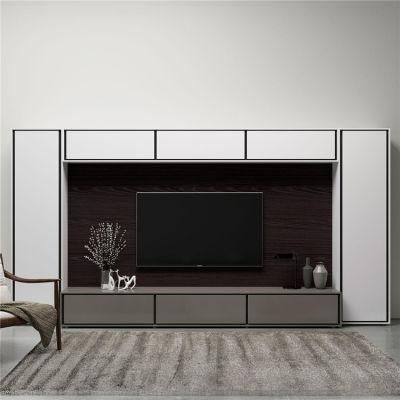 New Style Modren TV Cabinet Table Stainless Steel TV Cabinet Factory Price Black TV Cabinet 2m