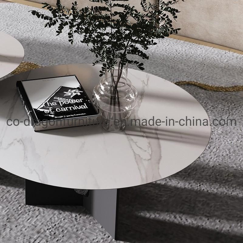 Luxury Livingroom Furniture Marble Top Coffee Table with Steel Legs