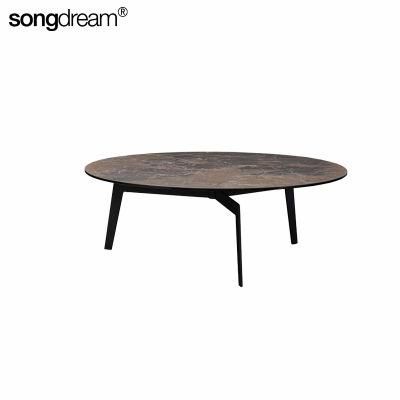 Contemporary Round Nesting Black Solid Metal Coffee Table